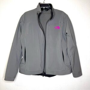 The North Face Gray Softshell Jacket with Pink Logo